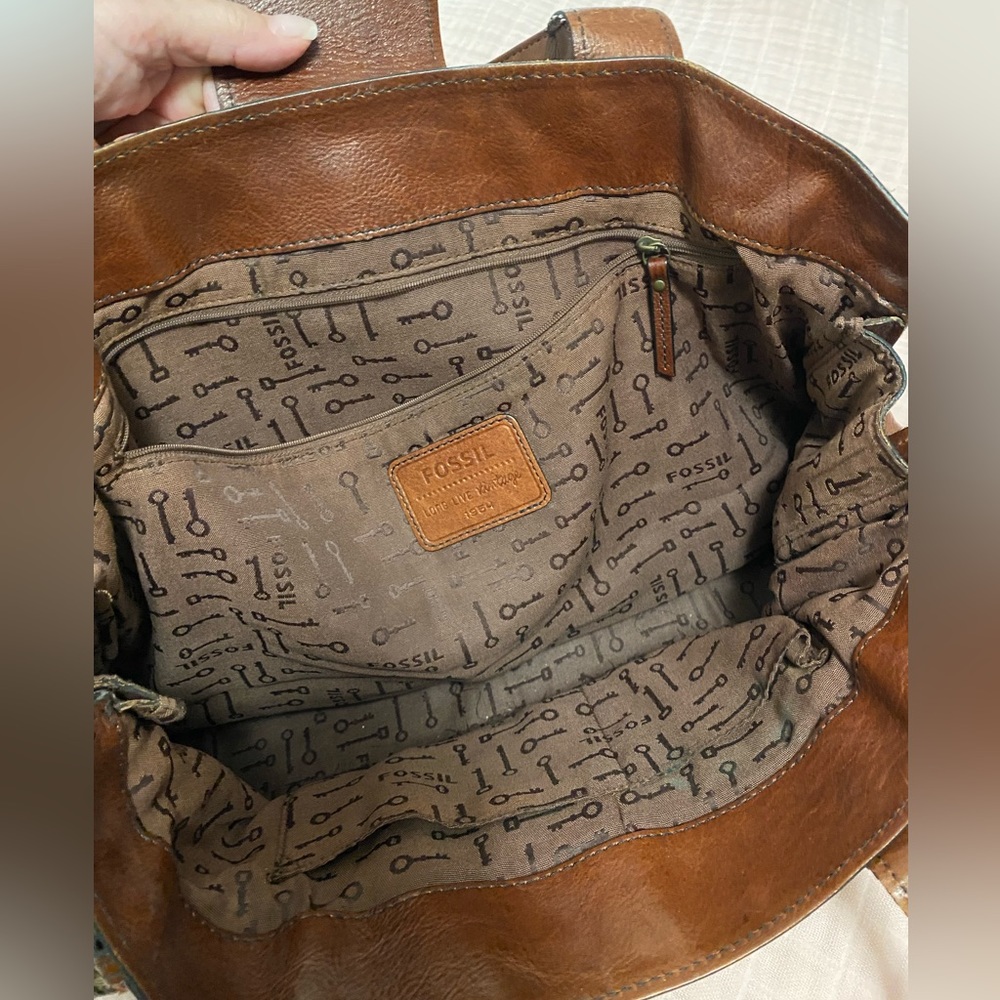 FOSSIL Vintage Reissue Tweed Houndstooth & Leather Weekender - Picture 8 of 11